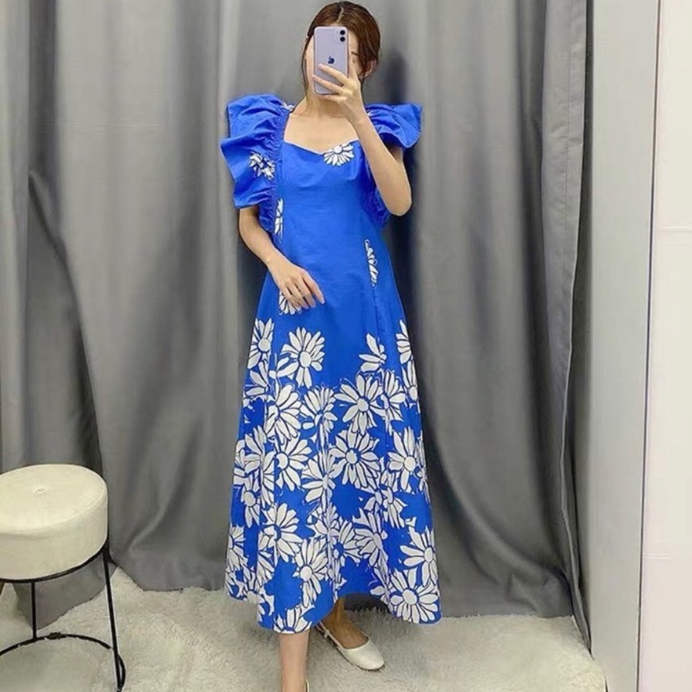 Zara printed poplin dress